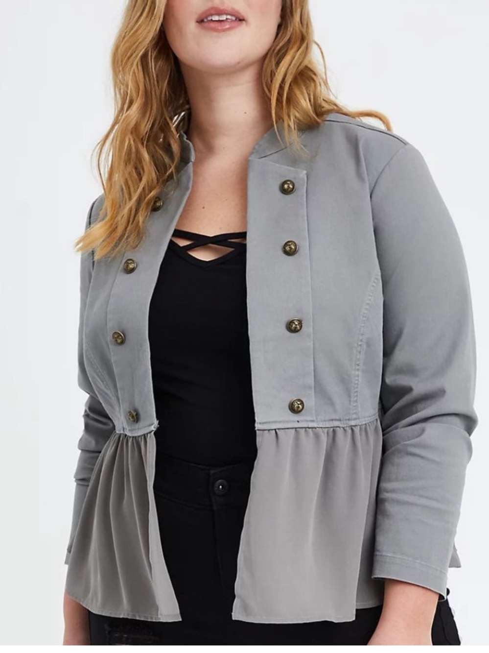 torrid NWT Grey Military-Style Peplum Jacket